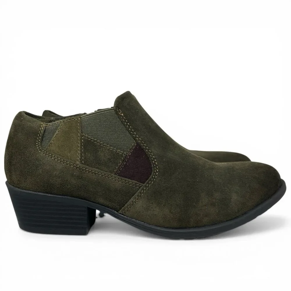 Earth Origins‎ Grreen Suede Zip Comfort Low Heel Christine Ankle Boots